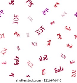 Dark Purple, Pink vector seamless template with 70% selling. Illustration with signs of sales on abstract template. Design for business ads, commercials.