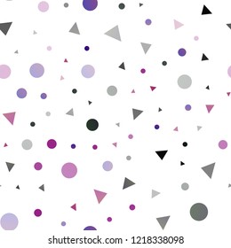 Dark Purple, Pink vector seamless background with triangles, circles. Abstract gradient illustration with circles, triangles. Pattern for design of window blinds, curtains.