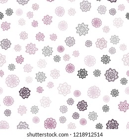 Dark Purple, Pink vector seamless layout with bright snowflakes. Shining colored illustration with snow in christmas style. Trendy design for wallpaper, fabric makers.