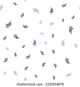 Dark Purple, Pink vector seamless doodle background with leaves. An elegant bright illustration with leaves in Natural style. Pattern for design of window blinds, curtains.