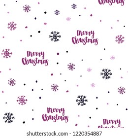 Dark Purple, Pink vector seamless texture with colored snowflakes. Shining colorful illustration with snow on abstract template. Trendy design for wallpaper, fabric makers.