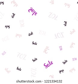 Dark Purple, Pink vector seamless layout with discount of 70%. Illustration with signs of sales on abstract template. Backdrop for mega promotions, discounts.