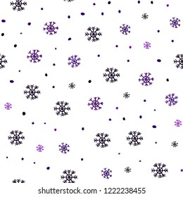 Dark Purple, Pink vector seamless texture with colored snowflakes. Modern geometrical abstract illustration with snowflakes. Pattern for trendy fabric, wallpapers.