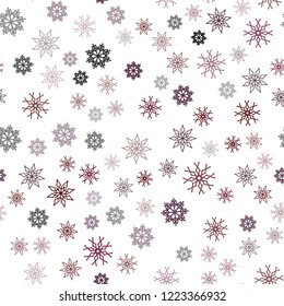 Dark Purple, Pink vector seamless background with xmas snowflakes. Blurred decorative design in xmas style with snow. Pattern for design of window blinds, curtains.