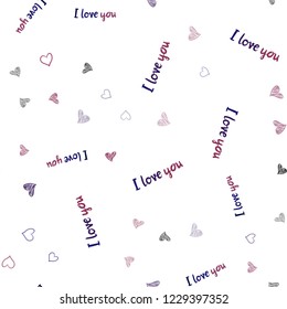 Dark Purple, Pink vector seamless template with doodle hearts. Blurred decorative design in doodle style with hearts. Design for ad, poster, banner of Valentine Day.