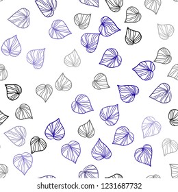 Dark Purple, Pink vector seamless abstract background with leaves. leaves on elegant natural pattern with gradient. Pattern for trendy fabric, wallpapers.