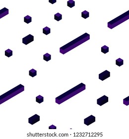 Dark Purple, Pink vector seamless, isometric texture in rectangular style. Beautiful illustration with rectangles and squares. Texture for window blinds, curtains.