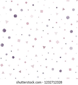 Dark Purple, Pink vector seamless layout with circles, lines, rectangles. Illustration with colorful circles, triangles, rectangles. Pattern for design of window blinds, curtains.