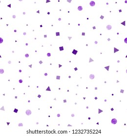 Dark Purple, Pink vector seamless template with crystals, circles, squares. Glitter abstract illustration with spheres, squares, lines. Trendy design for wallpaper, fabric makers.