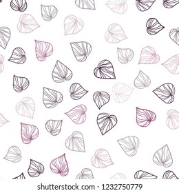 Dark Purple, Pink vector seamless doodle backdrop with leaves. leaves on blurred abstract background with gradient. Design for textile, fabric, wallpapers.