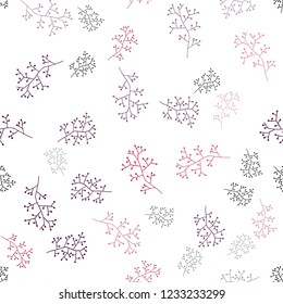 Dark Purple, Pink vector seamless doodle template with branches. Shining colored illustration with leaves and branches. Pattern for design of fabric, wallpapers.