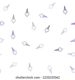 Dark Purple, Pink vector seamless template with tasty ice-cream. Decorative illustration with ice-cream on abstract template. Template of a black hot beverage in a cafe.