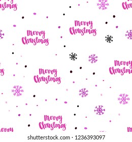 Dark Purple, Pink vector seamless texture with colored snowflakes. Shining colorful illustration with snow in christmas style. Pattern for design of window blinds, curtains.