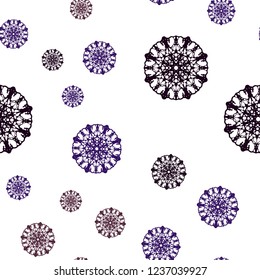 Dark Purple, Pink vector seamless cover with beautiful snowflakes. Decorative shining illustration with snow on abstract template. Trendy design for wallpaper, fabric makers.