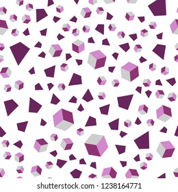 Dark Purple, Pink vector seamless, isometric texture with poly style with cubes. Illustration with colorful triangles, rectangles. Pattern for trendy fabric, wallpapers.