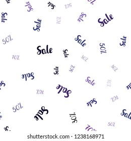 Dark Purple, Pink vector seamless cover with symbols of 30, 50, 70 % sales. Illustration with signs of sales on abstract template. Backdrop for super sales on Black Friday.