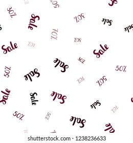 Dark Purple, Pink vector seamless layout with discount of 30, 50, 70%. Colored words of sales with gradient on white background. Pattern for ads, posters, banners of sales.