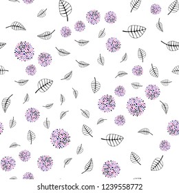 Dark Purple, Pink vector seamless natural backdrop with leaves, flowers. Shining colorful illustration with leaves, flowers. Pattern for design of window blinds, curtains.