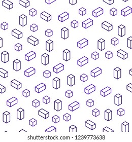 Dark Purple, Pink vector seamless, isometric pattern in square style. Abstract gradient illustration with rectangles. Design for wallpaper, fabric makers.