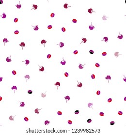 Dark Purple, Pink vector seamless pattern with coffee beans, cups. Gradient abstract collection of coffee cups and beans. Doodle design for your business advert of cafes.
