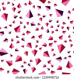 Dark Purple, Pink vector seamless, isometric layout with lines, triangles. Illustration with set of colorful triangles. Pattern for design of fabric, wallpapers.