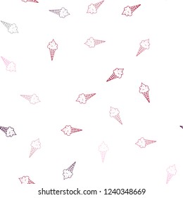 Dark Purple, Pink vector seamless cover with sundae ice-cream. Glitter abstract sketch with ice-cream cones. Doodle design for your business advert of cafes.