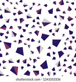 Dark Purple, Pink vector seamless, isometric template with crystals, triangles. Decorative design in abstract style with triangles. Texture for window blinds, curtains.