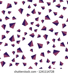 Dark Purple, Pink vector seamless, isometric template with crystals, triangles. Illustration with set of colorful triangles. Template for business cards, websites.