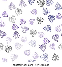Dark Purple, Pink vector seamless abstract background with leaves. A vague abstract illustration with leaves in doodles style. Template for business cards, websites.