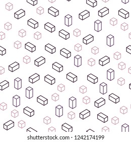 Dark Purple, Pink vector seamless, isometric backdrop with rhombus. Abstract gradient illustration with rectangles. Pattern for trendy fabric, wallpapers.