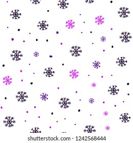 Dark Purple, Pink vector seamless template with ice snowflakes. Colorful snowflakes with gradient on abstract background. Pattern for design of window blinds, curtains.
