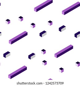 Dark Purple, Pink vector seamless, isometric template with rhombus. Abstract gradient illustration with rectangles. Texture for window blinds, curtains.