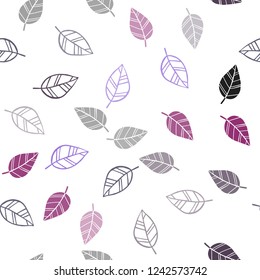 Dark Purple, Pink vector seamless abstract design with leaves. A vague abstract illustration with leaves in doodles style. Pattern for design of fabric, wallpapers.