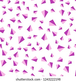 Dark Purple, Pink vector seamless, isometric pattern with polygonal style. Glitter abstract illustration with triangular shapes. Pattern for trendy fabric, wallpapers.