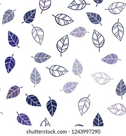 Dark Purple, Pink vector seamless natural background with leaves. leaves on blurred abstract background with gradient. Design for textile, fabric, wallpapers.