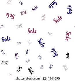 Dark Purple, Pink vector seamless layout with discount of 30, 50, 70%. Colored words of sales with gradient on white background. Backdrop for super sales on Black Friday.
