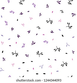 Dark Purple, Pink vector seamless abstract background with leaves. A vague abstract illustration with leaves in doodles style. Design for textile, fabric, wallpapers.