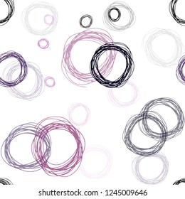 Dark Purple, Pink vector seamless template with circles. Blurred decorative design in abstract style with bubbles. Design for textile, fabric, wallpapers.