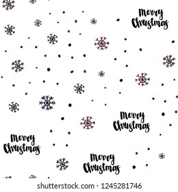 Dark Purple, Pink vector seamless background with xmas snowflakes. Shining colorful illustration with snow in christmas style. Pattern for trendy fabric, wallpapers.