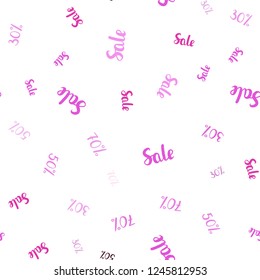 Dark Purple, Pink vector seamless cover with symbols of 30, 50, 70 % sales. Colorful set of  percentage signs in simple style. Template for season sales, shopping ads.