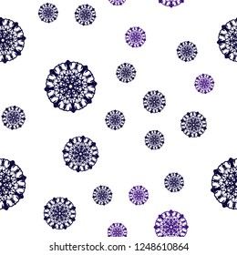 Dark Purple, Pink vector seamless template with ice snowflakes. Shining colored illustration with snow in christmas style. Design for textile, fabric, wallpapers.