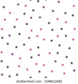 Dark Purple, Pink vector seamless pattern with christmas snowflakes. Shining colorful illustration with snow in christmas style. Design for textile, fabric, wallpapers.