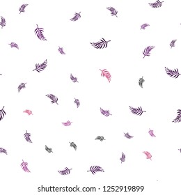 Dark Purple, Pink vector seamless natural pattern with leaves. Sketchy doodles with leaves on blurred background. Design for textile, fabric, wallpapers.