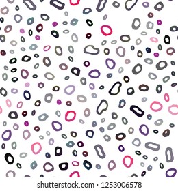 Dark Purple, Pink vector seamless pattern with spheres. Glitter abstract illustration with blurred drops of rain. Design for textile, fabric, wallpapers.