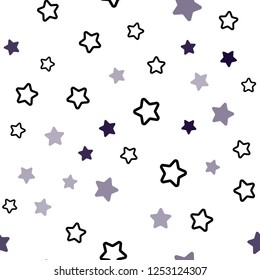 Dark Purple, Pink vector seamless cover with small and big stars. Blurred decorative design in simple style with stars. Design for textile, fabric, wallpapers.