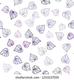 Dark Purple, Pink vector seamless abstract background with leaves. Doodle illustration of leaves in Origami style with gradient. Design for textile, fabric, wallpapers.