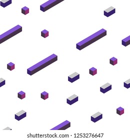 Dark Purple, Pink vector seamless, isometric background with rectangles. Glitter abstract illustration with rectangular shapes. Pattern for design of fabric, wallpapers.