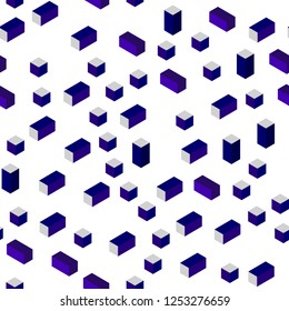 Dark Purple, Pink vector seamless, isometric layout with lines, rectangles. Glitter abstract illustration with rectangular shapes. Pattern for design of fabric, wallpapers.