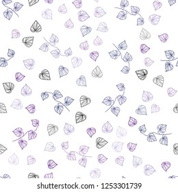 Dark Purple, Pink vector seamless abstract backdrop with leaves. Doodle illustration of leaves in Origami style with gradient. Pattern for design of fabric, wallpapers.