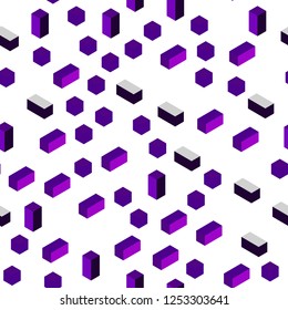 Dark Purple, Pink vector seamless, isometric template with rhombus. Glitter abstract illustration with rectangular shapes. Pattern for trendy fabric, wallpapers.